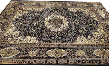 Prince Carpets Supersoft Kashmiri Silk Luxury Persian Design Anti Skid Backing Washable Carpets for Living Room Bedroom Drawing Room Hall Home Black Color 2 x 6 feet