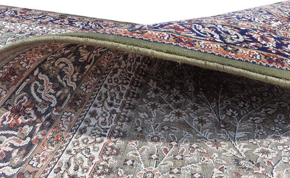 Prince Carpets Kashmiri Supersoft Wool Blend Persian Carpet for Living Room Bedroom Dining Room Hall with 15mm Thickness Non Slip Washable Carpet Green Color 9 x 12 feet