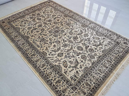 Prince Carpets Supersoft Kashmiri Silk Luxury Persian Design Anti Skid Backing Washable Carpets for Living Room Bedroom Drawing Room Hall Home Green Color 9 x 12 feet