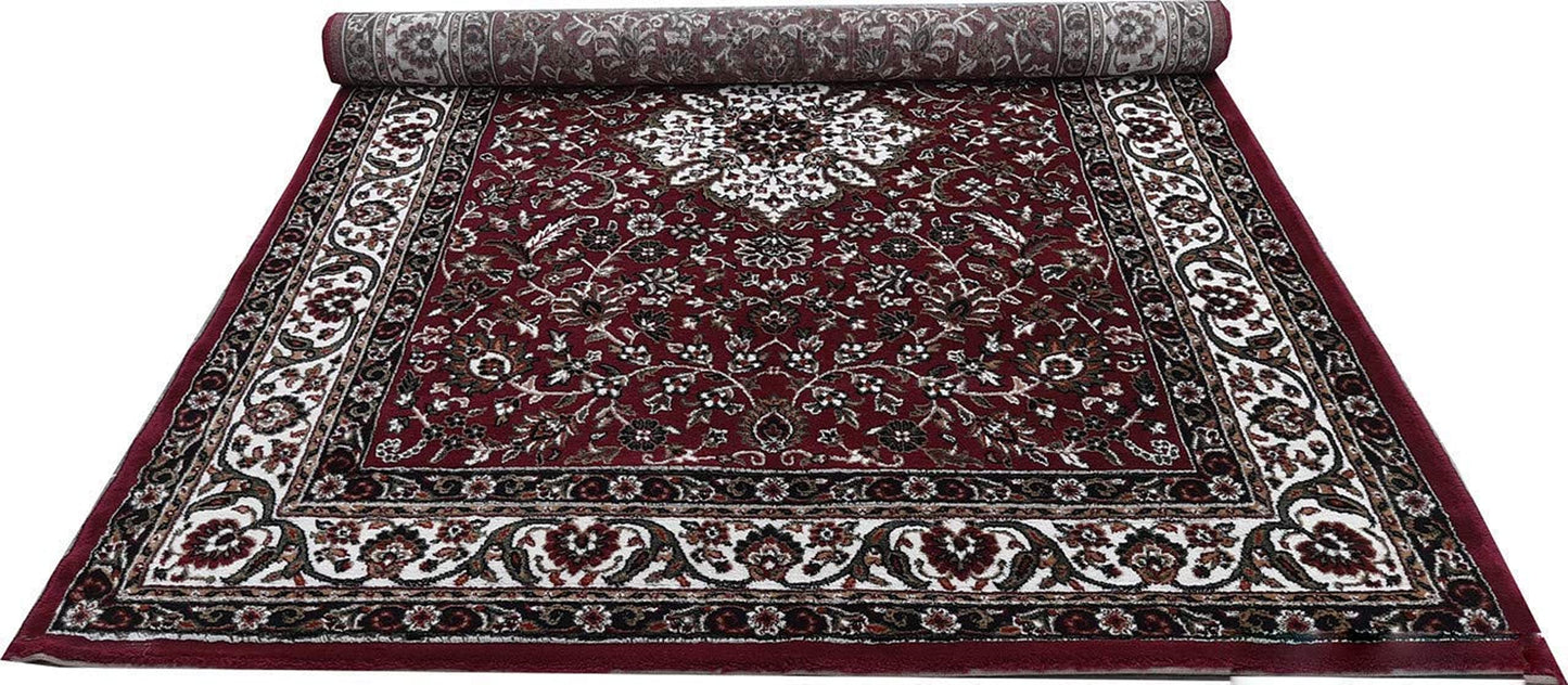 Prince Carpets Kashmiri Supersoft Wool Blend Persian Carpet for Living Room1 inch Thickness Anti Skid Washable Carpet Maroon Color 8 x 11 feet