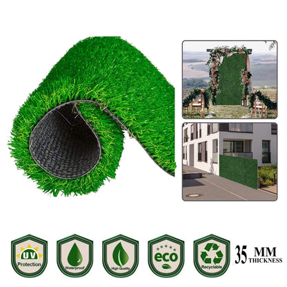 Prince Carpets Natural Looking high Density Long Lasting Aritifical Grass Carpet for Home Lawn Balcony Landscaping Indoor & Outdoor Decorating Purpose Thickness 35 mm Size 6.5X 15 feet