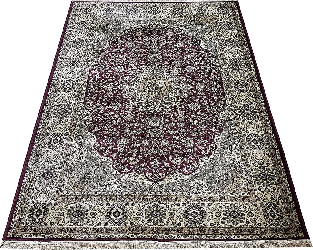 Prince Carpets Supersoft Kashmiri Silk Luxury Persian Design Anti Skid Backing Washable Carpets for Living Room Bedroom Drawing Room Hall Home Cream Color 9 x 12 feet