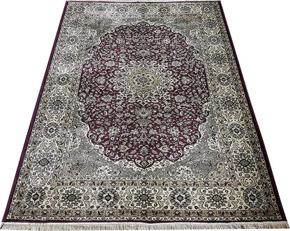 Prince Carpets Supersoft Kashmiri Silk Luxury Persian Design Anti Skid Backing Washable Carpets for Living Room Bedroom Drawing Room Hall Home Cream Color 9 x 12 feet