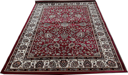 Prince Carpets Kashmiri Supersoft Wool Blend Persian Carpets for Living Room1 inch Thickness Washable Carpet Maroon Color 8 x 11 feet