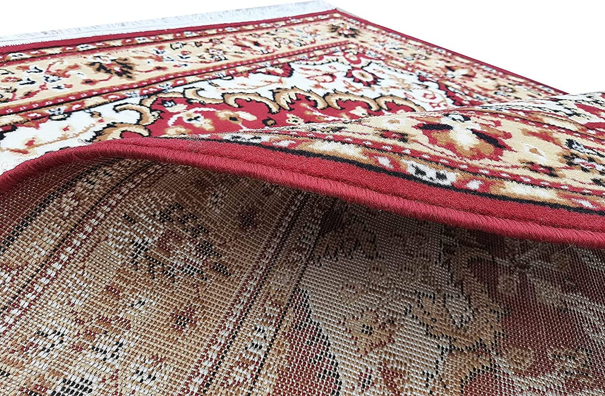 Prince Carpets Acrylic Persian Design Washable Carpets for Living Room Bedroom Drawing Room Hall Home Red Color 8x11 feet