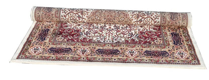 Prince Carpets Kashmiri Supersoft Wool Blend Persian Carpet for Living Room1 inch Thickness Anti Skid Washable Carpet White Color 8 x 11 feet
