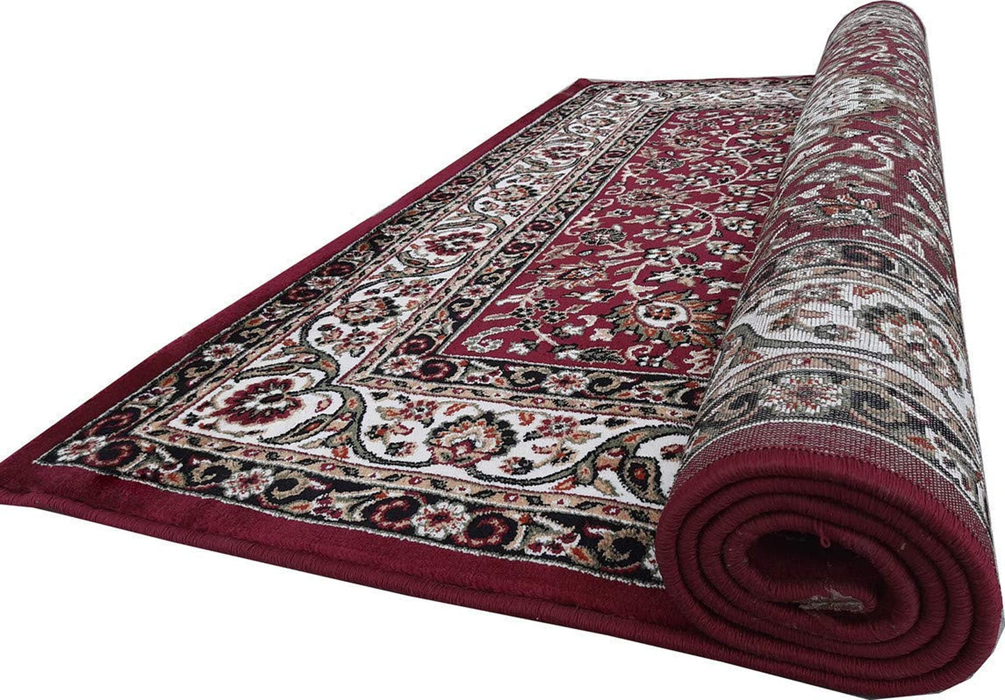 Prince Carpets Kashmiri Supersoft Wool Blend Persian Carpet for Living Room1 inch Thickness Anti Skid Washable Carpet Maroon Color 8 x 11 feet
