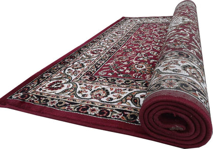Prince Carpets Kashmiri Supersoft Wool Blend Persian Carpet for Living Room1 inch Thickness Anti Skid Washable Carpet Maroon Color 8 x 11 feet