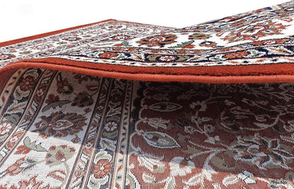 Prince Carpets Kashmiri Supersoft Wool Blend Persian Carpet for Living Room1 inch Thickness Anti Skid Washable Carpet Rust Color 8 x 11 feet