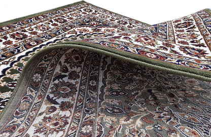 Prince Carpets Kashmiri Supersoft Wool Blend Persian Carpets for Living Room 1 inch Thick Washable Carpet Green Color 8 x 11 feet