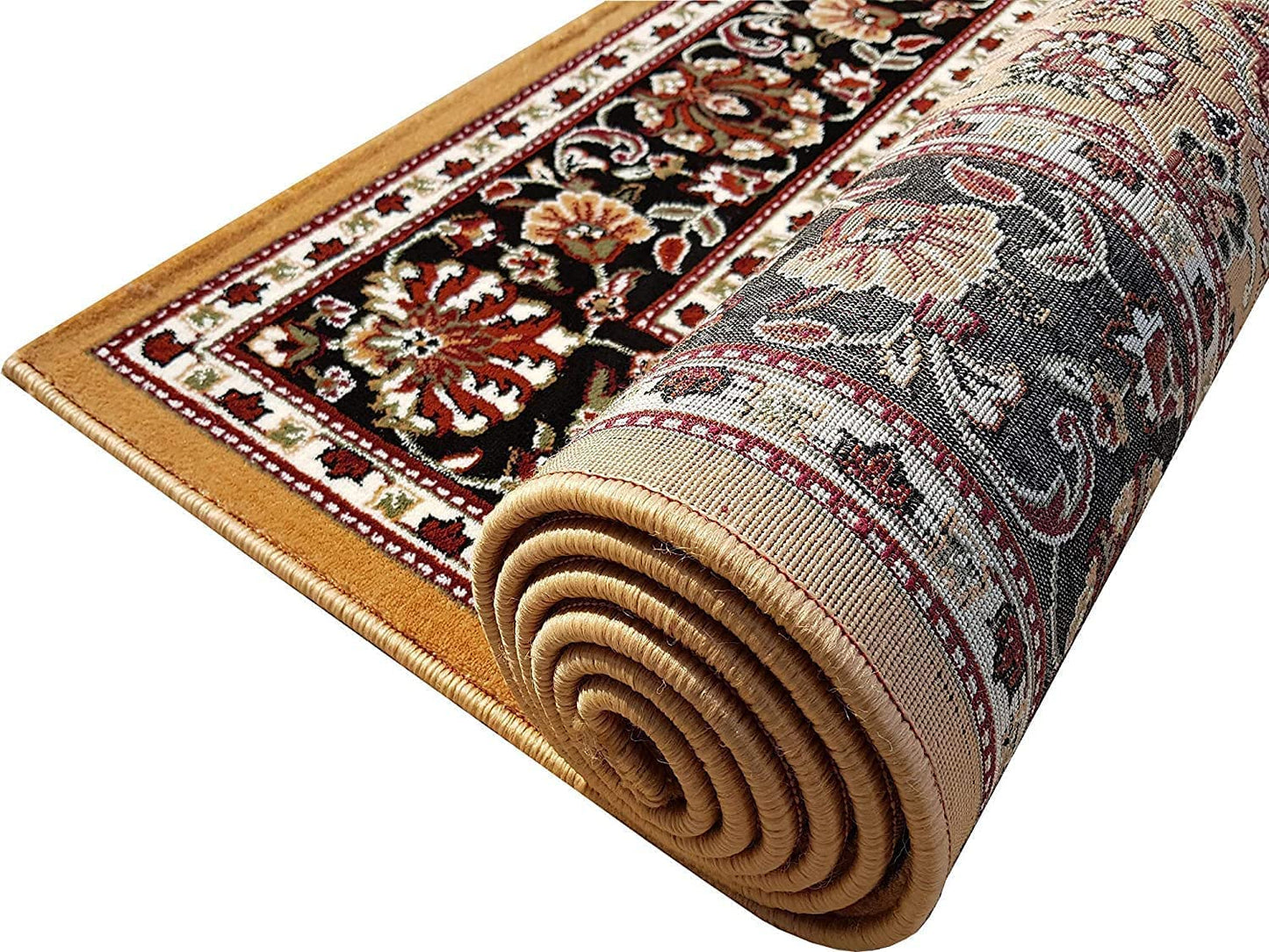 Prince Carpets Kashmiri Supersoft Wool Blend Persian Carpet for Living Room Bedroom Dining Room Hall with 15mm Thickness Non Slip Washable Carpet Gold Color 9 x 12 feet