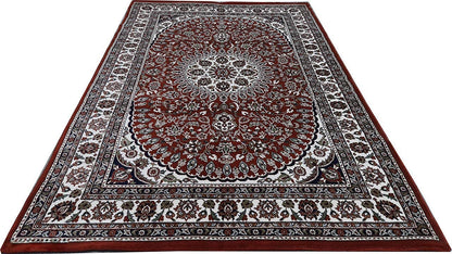 Prince Carpets Kashmiri Supersoft Wool Blend Persian Carpet for Living Room1 inch Thickness Anti Skid Washable Carpet Rust Color 8 x 11 feet
