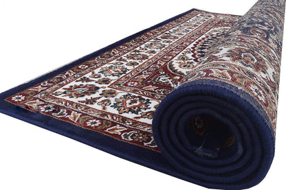Prince Carpets Kashmiri Supersoft Wool Blend Persian Carpet for Living Room Bedroom Dining Room Hall with 15mm Thickness Non Slip Washable Carpet Blue Color 8 x 11 feet