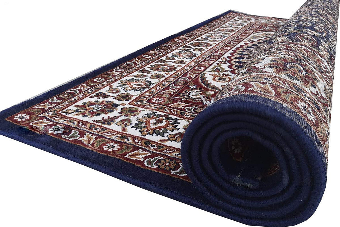 Prince Carpets Kashmiri Supersoft Wool Blend Persian Carpet for Living Room Bedroom Dining Room Hall with 15mm Thickness Non Slip Washable Carpet Blue Color 5 x 7 feet