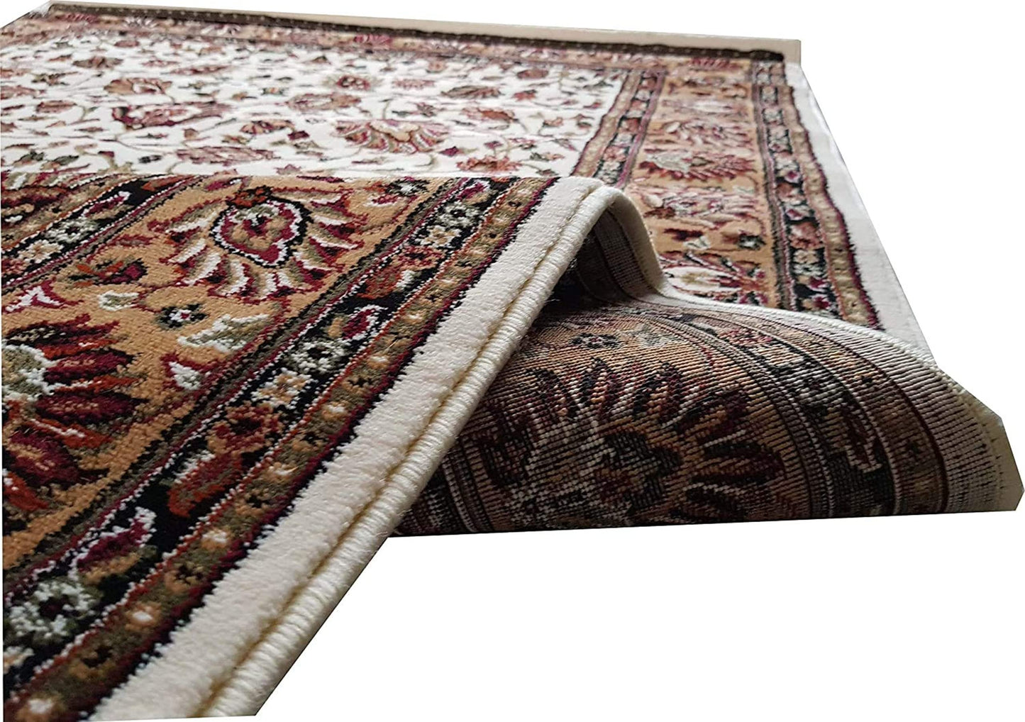Prince Carpets Kashmiri Supersoft Wool Blend Persian Carpet for Living Room1 inch Thickness Anti Skid Washable Carpet White Color 8 x 11 feet