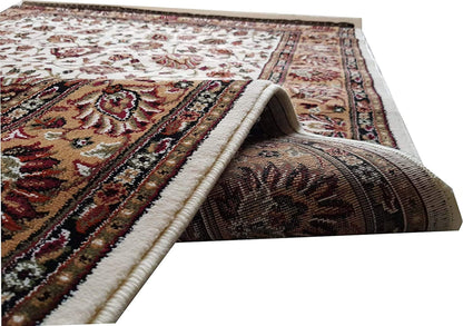 Prince Carpets Kashmiri Supersoft Wool Blend Persian Carpet for Living Room1 inch Thickness Anti Skid Washable Carpet White Color 8 x 11 feet