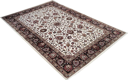 Prince Carpets Kashmiri Supersoft Wool Blend Persian Carpet for Living Room1 inch Thickness Anti Skid Washable Carpet White Color 8 x 11 feet