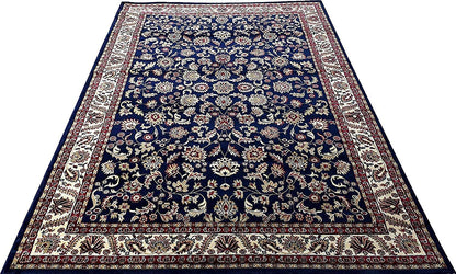 Prince Carpets Kashmiri Persian Design Supersoft Wool Blend Carpet for Living Room with 1 inch Thickness Anti Skid Backing Washable Carpet Blue Color 8 x 11 feet