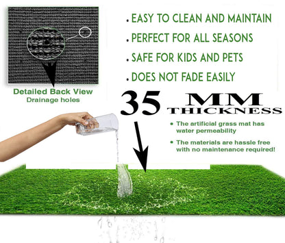 Prince Carpets Natural Looking high Density Long Lasting Aritifical Grass Carpet for Home Lawn Balcony Landscaping Indoor & Outdoor Decorating Purpose Thickness 35 mm Size 6.5X 15 feet