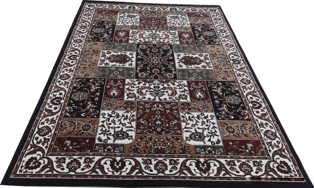 Prince Carpets Kashmiri Supersoft Wool Blend Persian Design Carpet for Living Room Bedroom Dining Room Hall with 1 inch Thickness Anti Skid Backing Washable Carpet Blue Color 5 x 7 feet