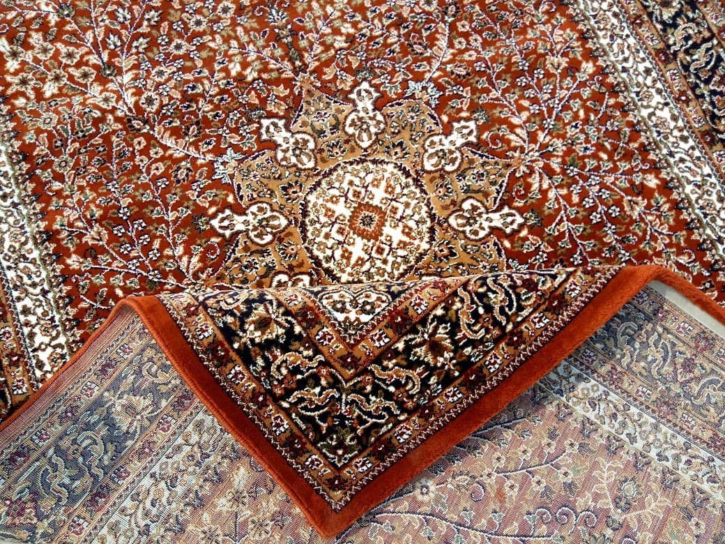 Prince Carpets Kashmiri Supersoft Wool Blend Persian Carpet for Living Room Bedroom Dining Room Hall with 15mm Thickness Non Slip Washable Carpet Rust Color 3 x 5 feet