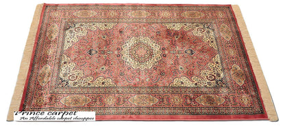 Prince Carpets Supersoft Kashmiri Silk Luxury Persian Design Anti Skid Backing Washable Carpets for Living Room Bedroom Drawing Room Hall Home Pink Color 8 x 11 feet