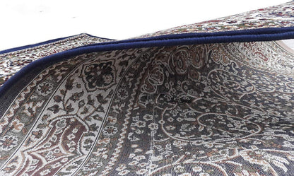 Prince Carpets Kashmiri Supersoft Wool Blend Persian Carpet for Living Room Bedroom Dining Room Hall with 15mm Thickness Non Slip Washable Carpet Blue Color 5 x 7 feet