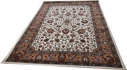 Prince Carpets Kashmiri Supersoft Wool Blend Persian Carpet for Living Room1 inch Thickness Anti Skid Washable Carpet White Color 8 x 11 feet