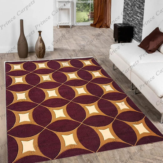 Prince Carpets Embossed Carved Supersoft Wool Blend Modern Design Carpets for Living Room Home Bedroom Drawing Room Hall with 1 inch Thickness Multi Color 5 x 7 feet