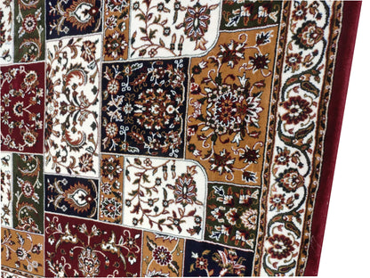 Prince Carpets Kashmiri Supersoft Wool Blend Persian Design Carpet for Living Room Bedroom Drawing Room Hall Anti Slip Backing Thick Washable Carpet Maroon Color Size 6 x 9 feet