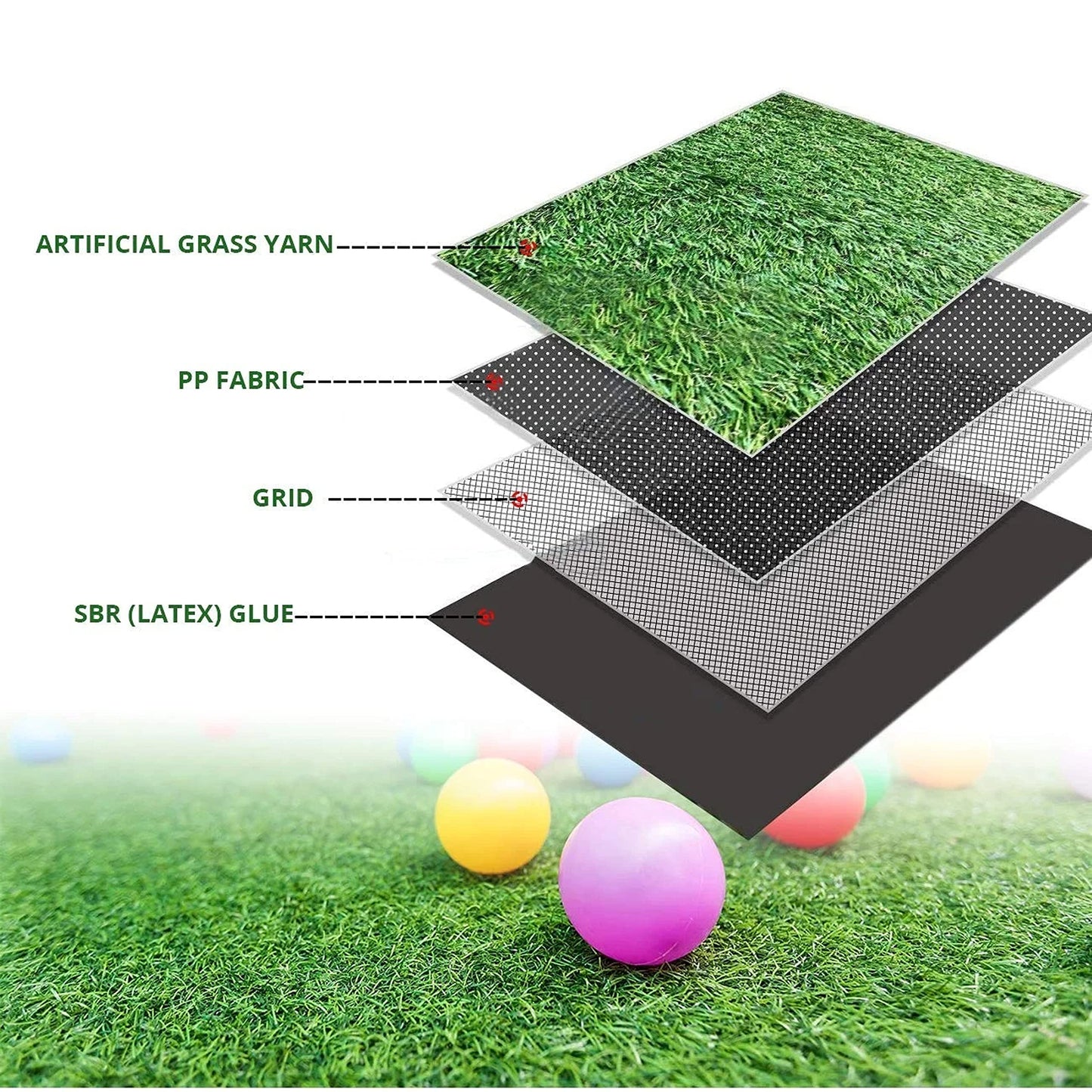 Prince Carpets Natural Looking high Density Long Lasting Aritifical Grass Carpet for Home Lawn Balcony Landscaping Indoor & Outdoor Decorating Purpose Thickness 35 mm Size 6.5X 15 feet