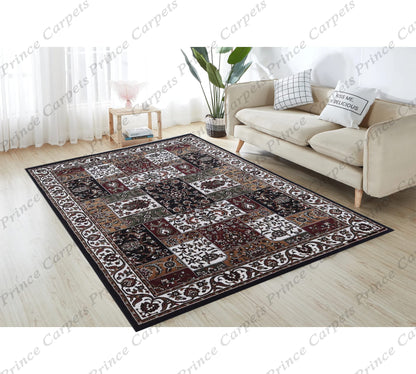 Prince Carpets Kashmiri Supersoft Wool Blend Persian Design Carpet for Living Room Bedroom Dining Room Hall with 1 inch Thickness Anti Skid Backing Washable Carpet Blue Color 5 x 7 feet