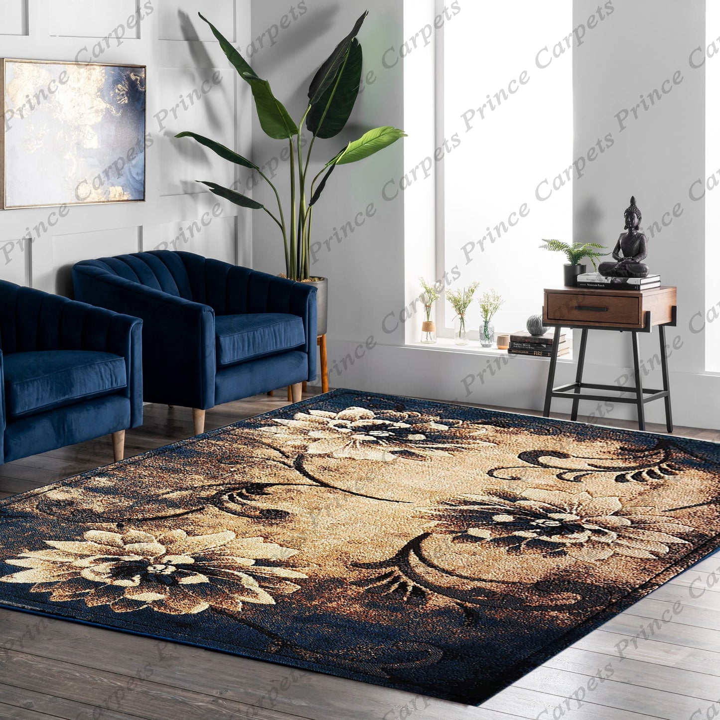 Prince Carpets Embossed Carved Supersoft Wool Blend Modern Design Carpets for Living Room Home Bedroom Drawing Room Hall with 1 inch Thickness Multi Color 6 x 8 feet