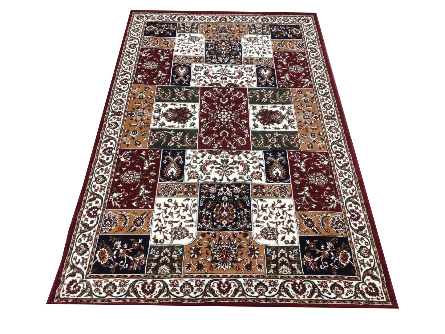 Prince Carpets Kashmiri Supersoft Wool Blend Persian Design Carpet for Living Room Bedroom Drawing Room Hall Anti Slip Backing Thick Washable Carpet Maroon Color Size 6 x 9 feet