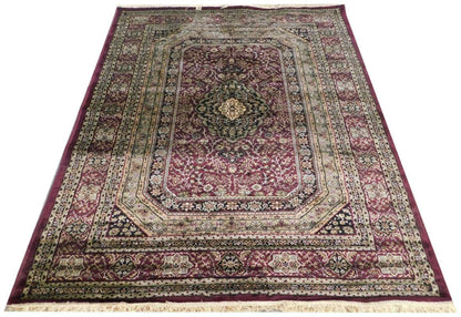 Prince Carpets Supersoft Kashmiri Silk Luxury Persian Design Anti Skid Backing Washable Carpets for Living Room Bedroom Drawing Room Hall Home Maroon Color 6 x 9 feet