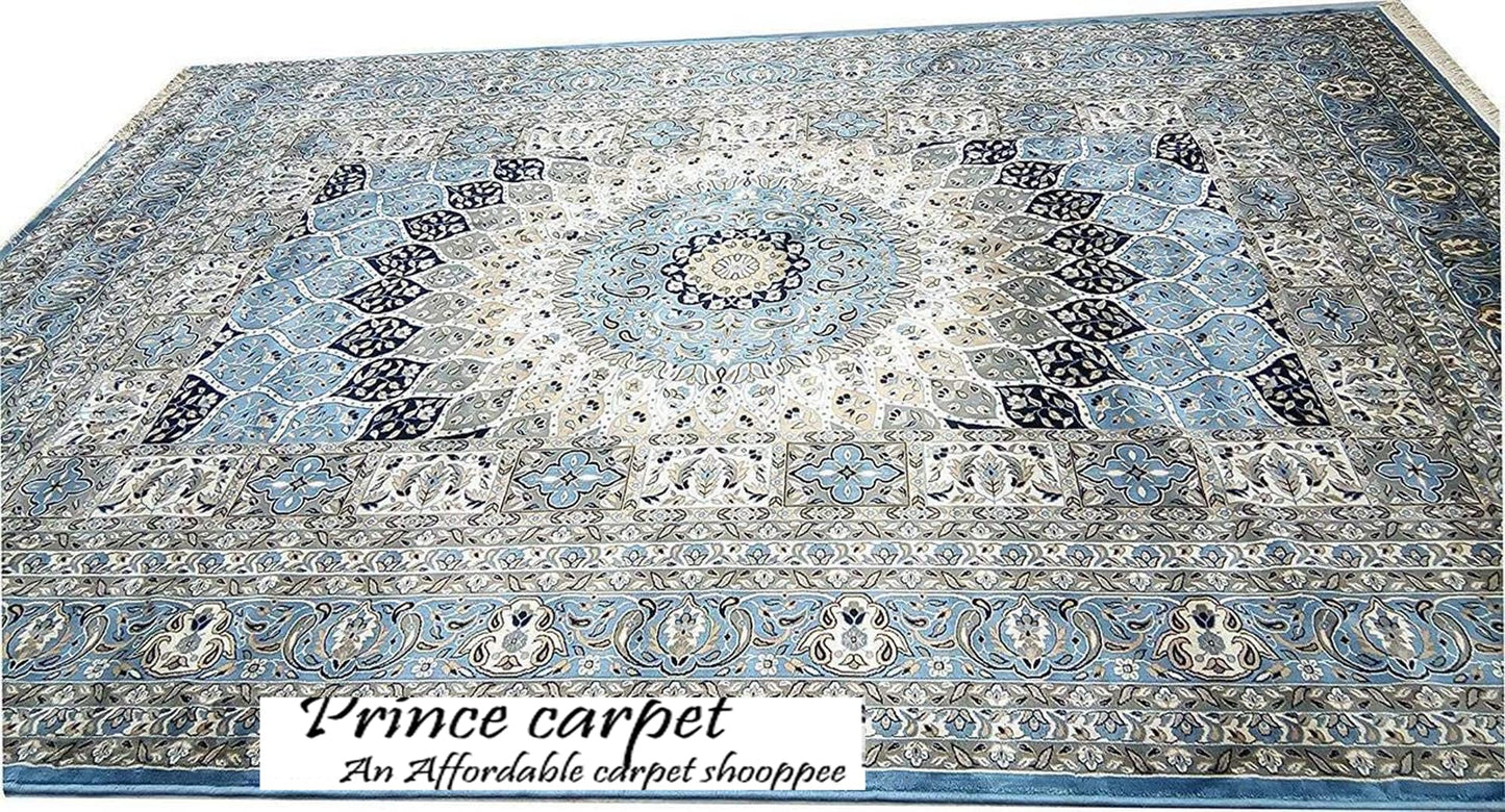 Prince Carpets Supersoft Kashmiri Silk Luxury Persian Design Anti Skid Backing Washable Carpets for Living Room Bedroom Drawing Room Hall Home Grey Color 2 x 6 feet