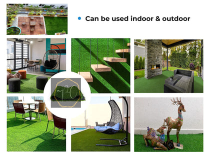 Prince Carpets Natural Looking high Density Long Lasting Aritifical Grass Carpet for Home Lawn Balcony Landscaping Indoor & Outdoor Decorating Purpose Thickness 35 mm Size 6.5X 15 feet