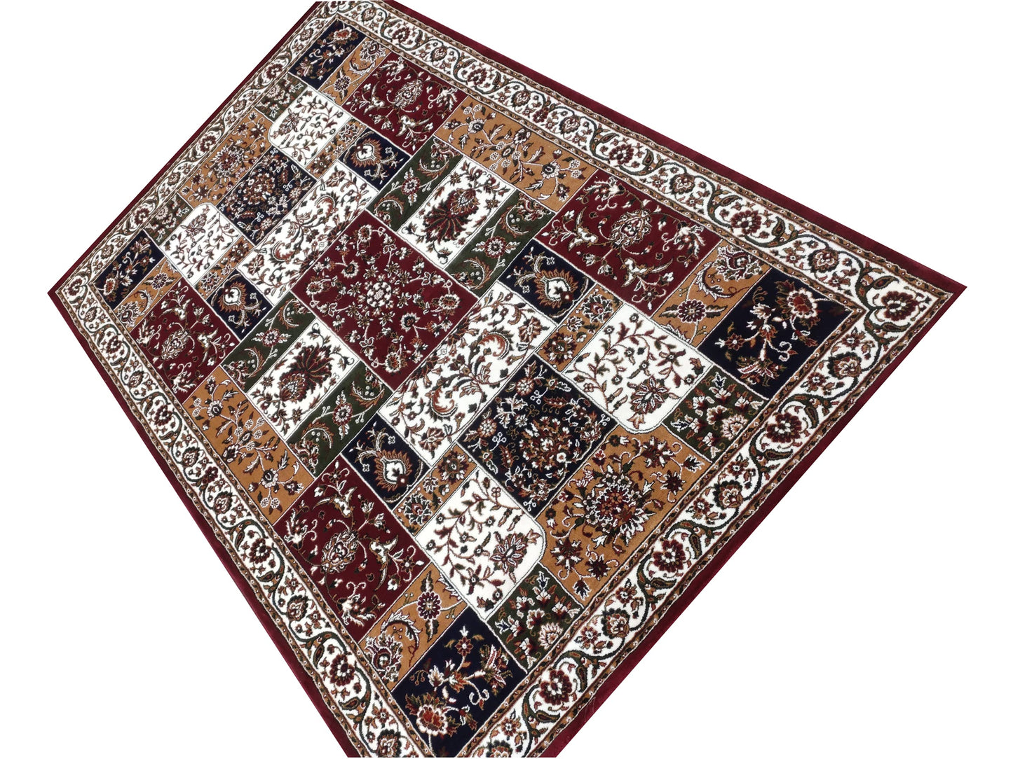 Prince Carpets Kashmiri Supersoft Wool Blend Persian Design Carpet for Living Room Bedroom Drawing Room Hall Anti Slip Backing Thick Washable Carpet Maroon Color Size 6 x 9 feet