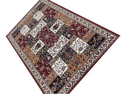 Prince Carpets Kashmiri Supersoft Wool Blend Persian Design Carpet for Living Room Bedroom Drawing Room Hall Anti Slip Backing Thick Washable Carpet Maroon Color Size 6 x 9 feet