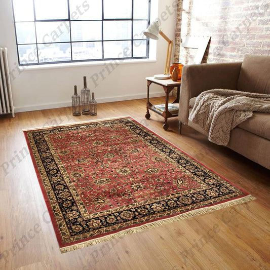 Prince Carpets Supersoft Kashmiri Silk Luxury Persian Design Anti Skid Backing Washable Carpets for Living Room Bedroom Drawing Room Hall Home Pink Color 4 x 6 feet