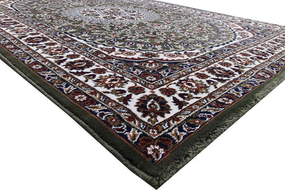 Prince Carpets Kashmiri Supersoft Wool Blend Persian Carpet for Living Room Bedroom Dining Room Hall with 15mm Thickness Non Slip Washable Carpet Green Color 6 x 9 feet