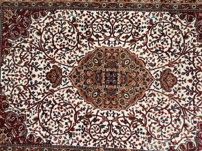 Prince Carpets Kashmiri Supersoft Wool Blend Persian Carpet for Living Room1 inch Thickness Anti Skid Washable Carpet White Color 8 x 11 feet