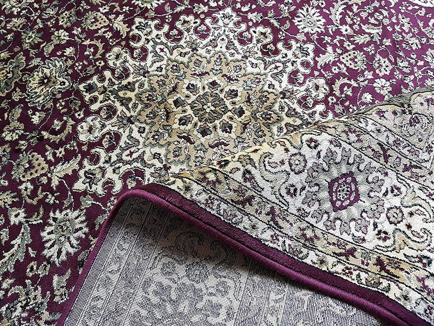 Prince Carpets Supersoft Kashmiri Silk Luxury Persian Design Anti Skid Backing Washable Carpets for Living Room Bedroom Drawing Room Hall Home Maroon Color 8 x 11 feet