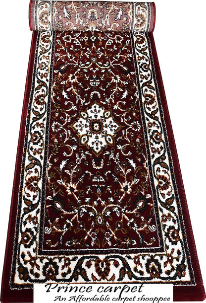 Prince Carpets Kashmiri Supersoft Wool Blend Persian Design Carpet for Living Room Bedroom Drawing Room Hall Anti Slip Backing Thick Washable Carpet Maroon Color 2 x 6 feet