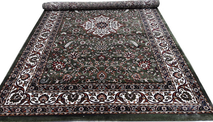 Prince Carpets Kashmiri Supersoft Wool Blend Persian Carpet for Living Room Bedroom Dining Room Hall with 15mm Thickness Non Slip Washable Carpet Green Color 6 x 9 feet