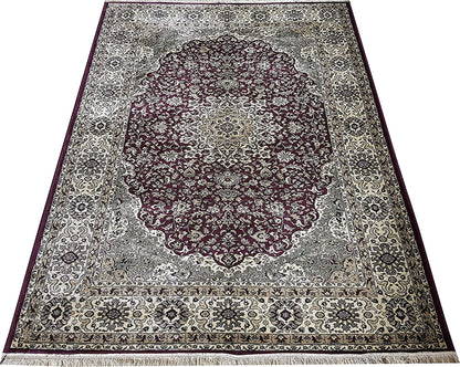 Prince Carpets Supersoft Kashmiri Silk Luxury Persian Design Anti Skid Backing Washable Carpets for Living Room Bedroom Drawing Room Hall Home Maroon Color 8 x 11 feet