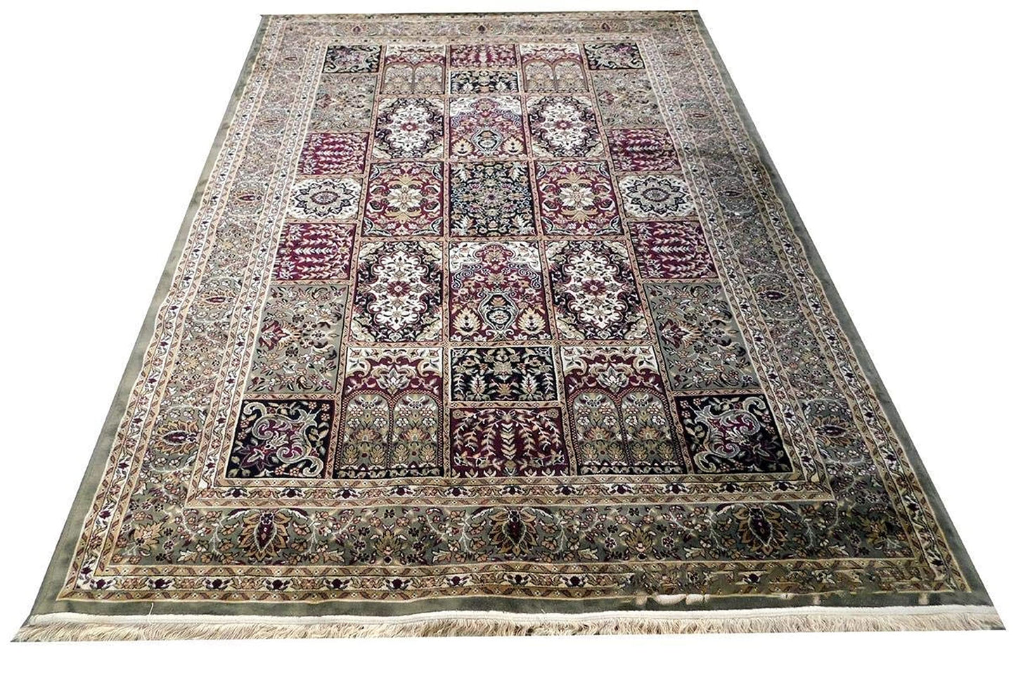 Prince Carpets Supersoft Kashmiri Silk Luxury Persian Design Anti Skid Backing Washable Carpets for Living Room Bedroom Drawing Room Hall Home Green Color 8 x 11 feet