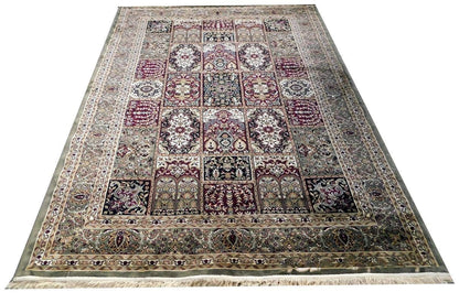 Prince Carpets Supersoft Kashmiri Silk Luxury Persian Design Anti Skid Backing Washable Carpets for Living Room Bedroom Drawing Room Hall Home Green Color 8 x 11 feet