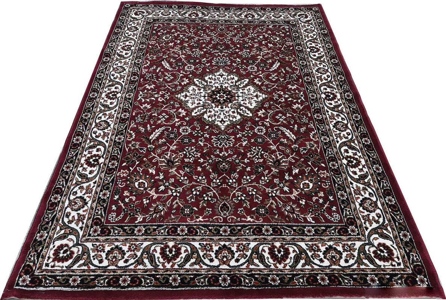 Prince Carpets Kashmiri Supersoft Wool Blend Persian Carpet for Living Room1 inch Thickness Anti Skid Washable Carpet Maroon Color 8 x 11 feet