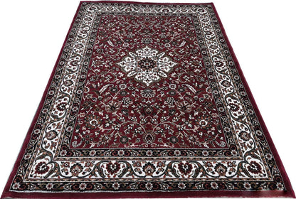 Prince Carpets Kashmiri Supersoft Wool Blend Persian Carpet for Living Room1 inch Thickness Anti Skid Washable Carpet Maroon Color 8 x 11 feet